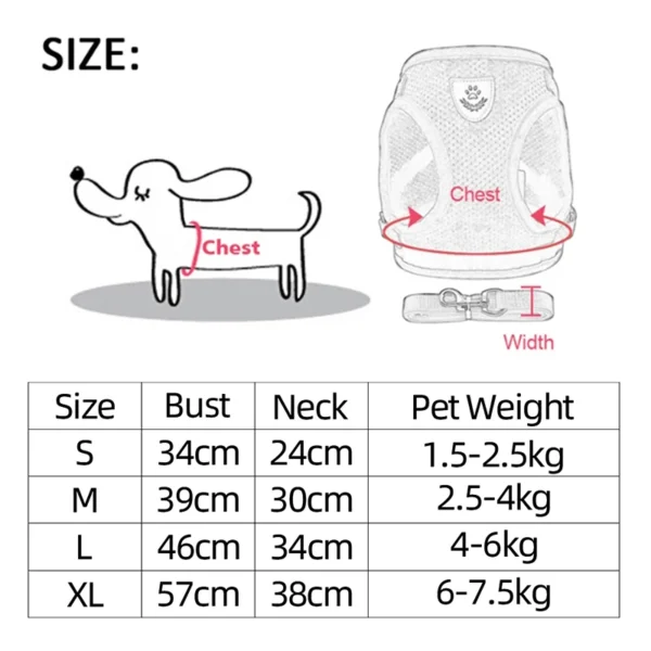 Reflective Breathable Mesh Dog Harness and Leash Set Puppy Dog Cat Vest Harness for Small Dogs Dog Accessories Supplies - Image 6