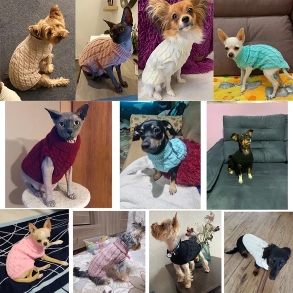 Puppy Dog Sweaters for Small Medium Dogs Cats Clothes Winter Warm Pet Turtleneck Chihuahua Vest Soft Yorkie Coat Teddy Jacket - Image 2