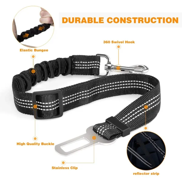 Dog accessories Pet Dog Car Seat Belt cat Leash Vehicle Belt Adjustable Cushioning Elastic Reflective Safety Rope for small Dogs - Image 2