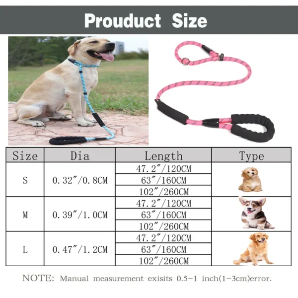 1.6M Reflective Rope Dog Lead Leash for Small Large Dogs Nylon Basic Leashes Dog Walking Big Dog Collar - Image 2