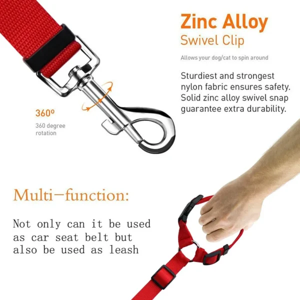 Two-in-one Nylon Adjustable Dogs Harness Collar Pet dog Accessories Pet Car Seat Belt Lead Leash Backseat Safety Belt - Image 4