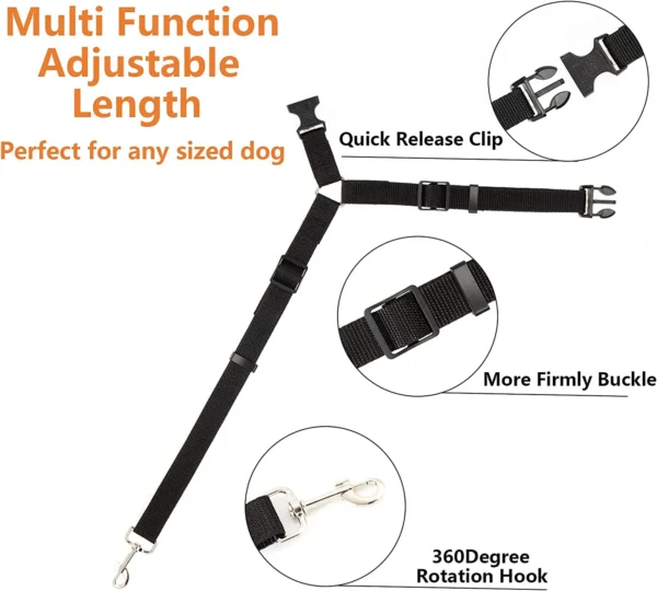 Two-in-one Nylon Adjustable Dogs Harness Collar Pet dog Accessories Pet Car Seat Belt Lead Leash Backseat Safety Belt - Image 5